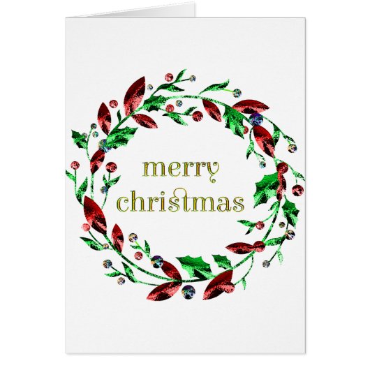 Merry Christmas Holly Wreath Cards (Front)