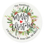 Merry Christmas Holly Wreath Return Address Labels Merry Christmas Holly Wreath Return Address Labels