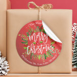 Merry Christmas Holly Wreath Return Address Labels