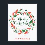 Merry Christmas Holly Wreath Traditional Custom Postcard<br><div class="desc">This beautiful Christmas Wreath holiday postcard can be personalized with your own message on the front. Merry Christmas is written in old fashioned green calligraphy above your custom text in festive red. A lovely, simple traditional non photo family Christmas postcard.</div>