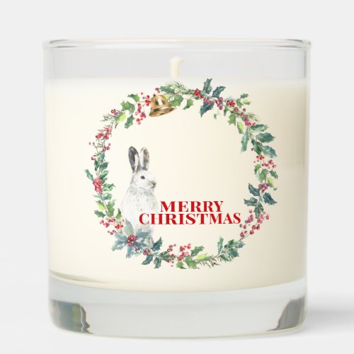 Merry Christmas _ Holly Wreath with a Hare  Scented Candle