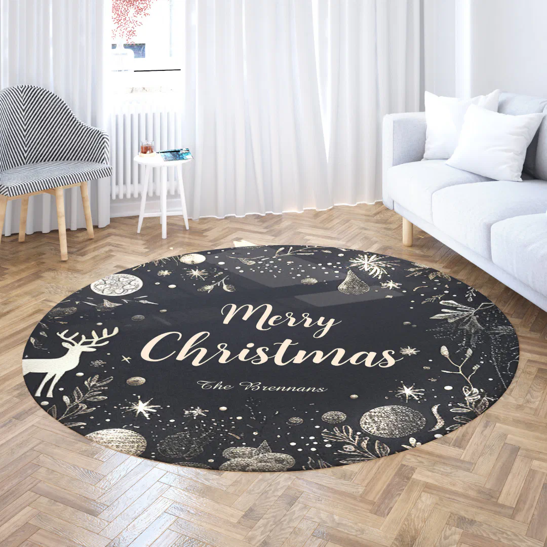 Merry Christmas Home Decor Elegant Holiday Modern Rug