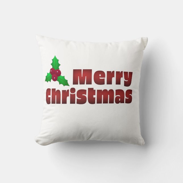 Merry Christmas Home Decor Throw Pillow (Front)