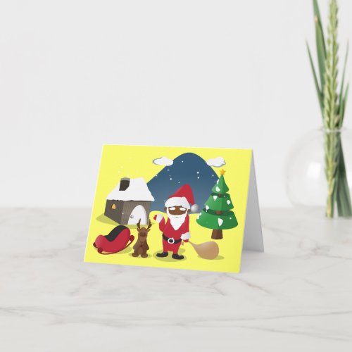 Merry Christmas Homeboys Black Santa  Blingin Holiday Card