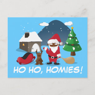 Merry Christmas Homeboys: Black Santa & Blingin' Holiday Postcard