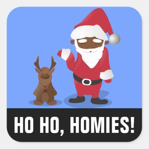 Merry Christmas Homeboys Black Santa  Blingin Square Sticker