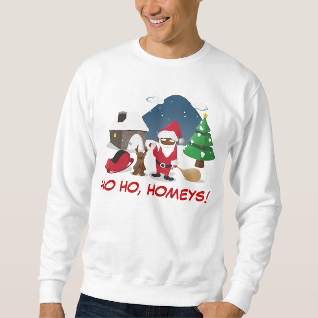 Merry Christmas Homeboys: Black Santa & Blingin' Sweatshirt (Front)