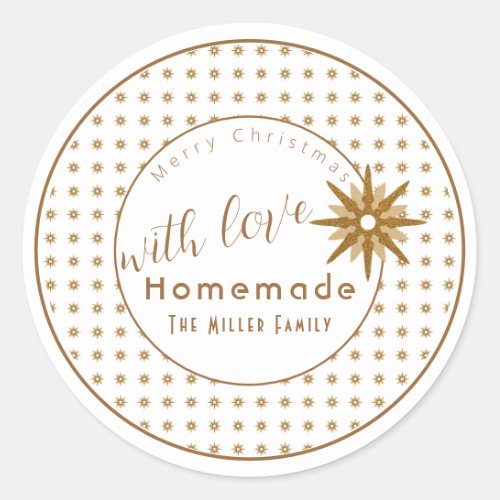 Merry Christmas Homemade Holiday Baking  Gold Classic Round Sticker