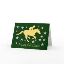 Merry Christmas Horse and Stars Greeting Card