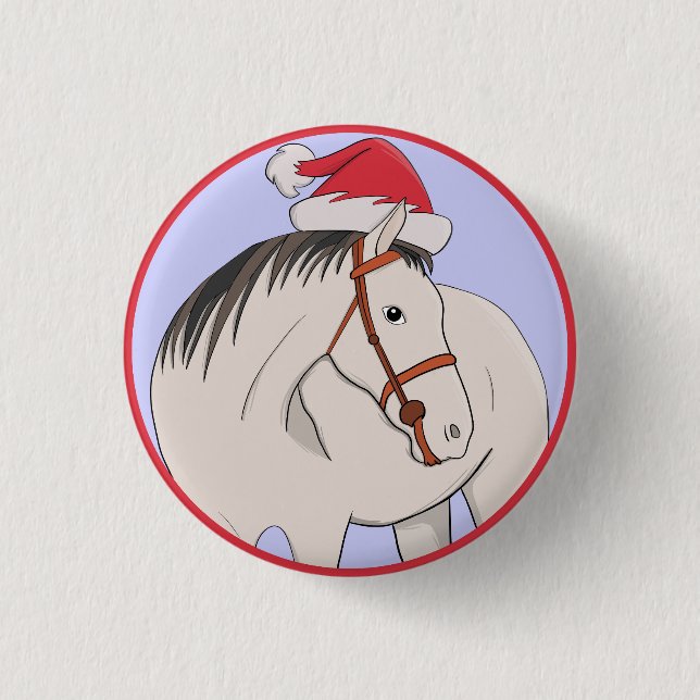 Merry Christmas Horse Button (Front)