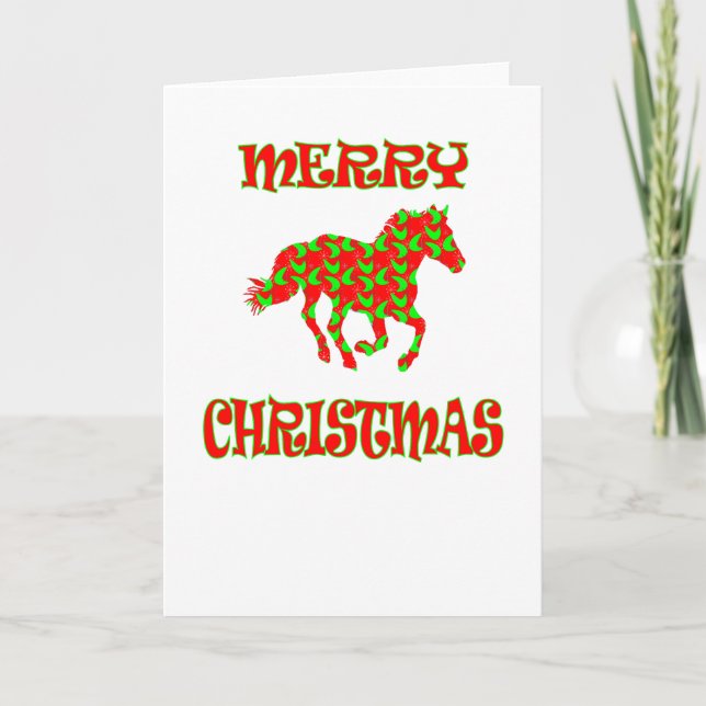 Merry Christmas Horse Design Greeting Card (Front)