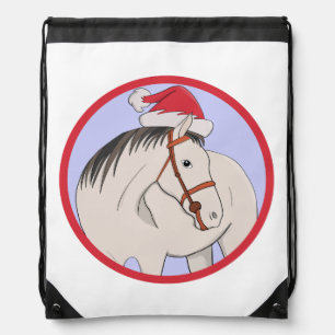 Merry Christmas Horse Drawstring Bag