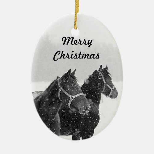 Merry Christmas Horse Enthusiast Gift Idea Ceramic Ornament