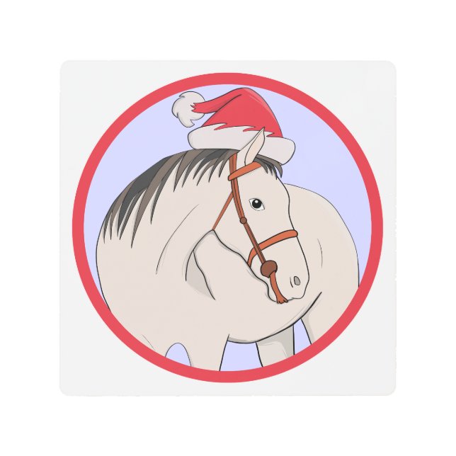 Merry Christmas Horse Metal Print (Front)