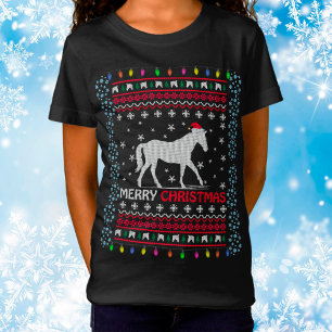 Merry Christmas Horse with Santa Hat T-Shirt