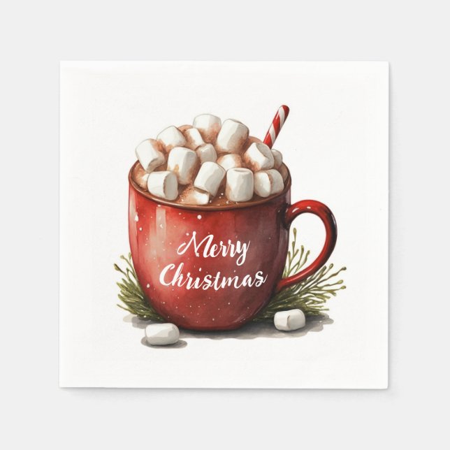 Merry Christmas Hot Chocolate Napkins (Front)