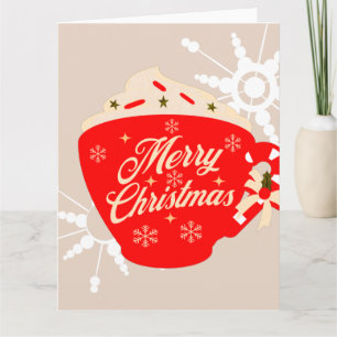 Merry Christmas Hot Chocolate Tan Snowflake Card