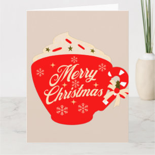 Merry Christmas Hot Chocolate Tan Snowflake Card