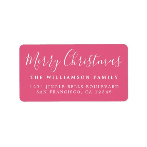 Merry Christmas Hot Pink Return Address Label