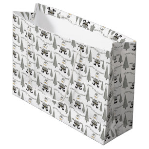 Merry Christmas Houndstooth Santa Large Gift Bag