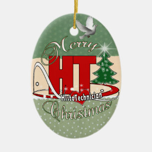 MERRY CHRISTMAS HT HISTOTECHNICIAN CERAMIC ORNAMENT