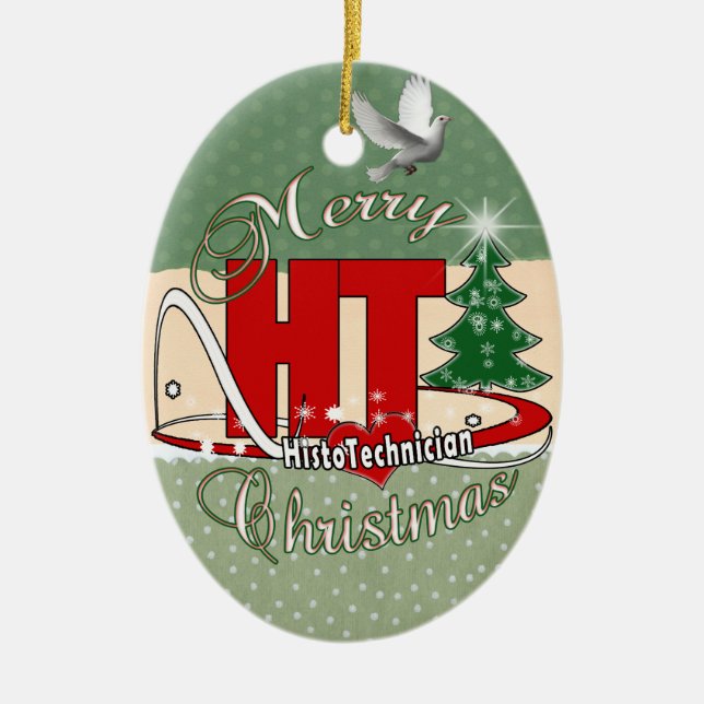 MERRY CHRISTMAS HT HISTOTECHNICIAN CERAMIC ORNAMENT (Front)