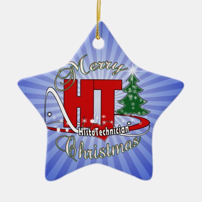 MERRY CHRISTMAS HT HISTOTECHNICIAN CERAMIC ORNAMENT (Front)