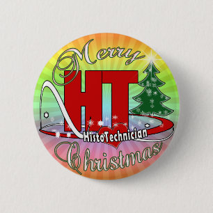 MERRY CHRISTMAS HT HISTOTECHNICIAN PINBACK BUTTON