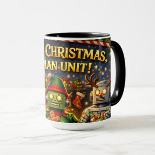 Merry Christmas human unit funny robot holiday to Mug