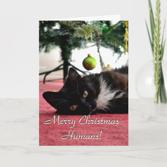 Merry Christmas Humans! Holiday Card (Front)
