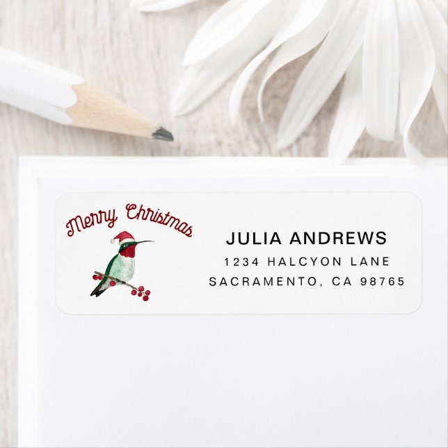Merry Christmas Hummingbird Label (Insitu)