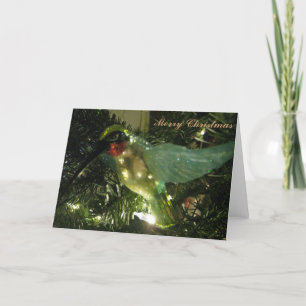 Merry Christmas Hummingbird Ornament Holiday Card