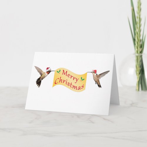 Merry Christmas Hummingbirds Holiday Card