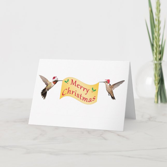 Merry Christmas Hummingbirds Holiday Card (Front)