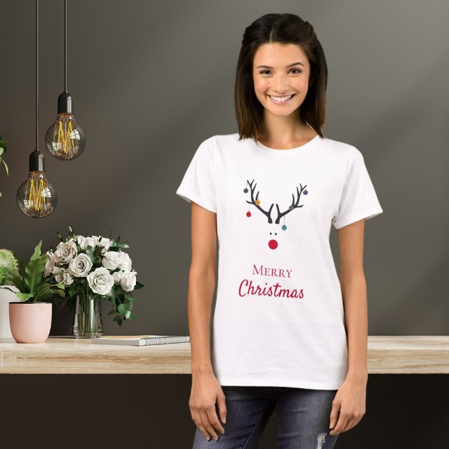 Merry Christmas humor funny reindeer white T-Shirt (Creator Uploaded)