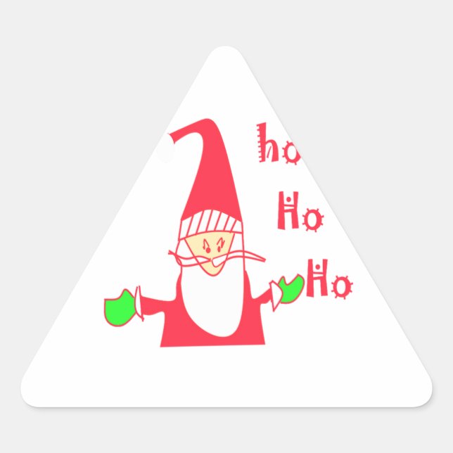 Merry Christmas Humorous Santa Mouse Unique FestiV Triangle Sticker (Front)