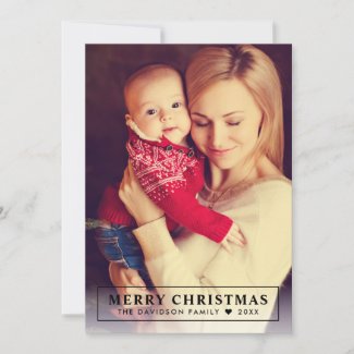 Merry Christmas | Hunter Green Tartan Plaid Photo Holiday Card
