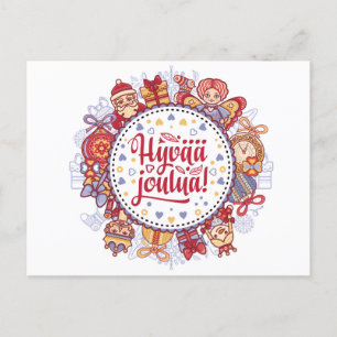 Merry Christmas Hyvää joulua Finnish Postcard
