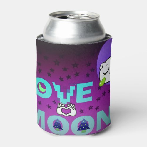 Merry Christmas I Love the Moon Happy Holidays Can Cooler