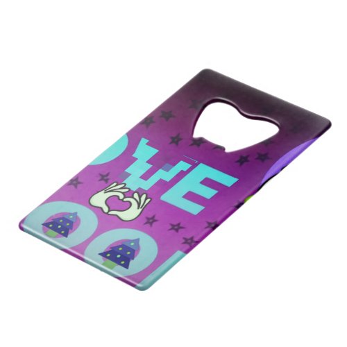 Merry Christmas I Love the Moon Happy Holidays Credit Card Bottle Opener