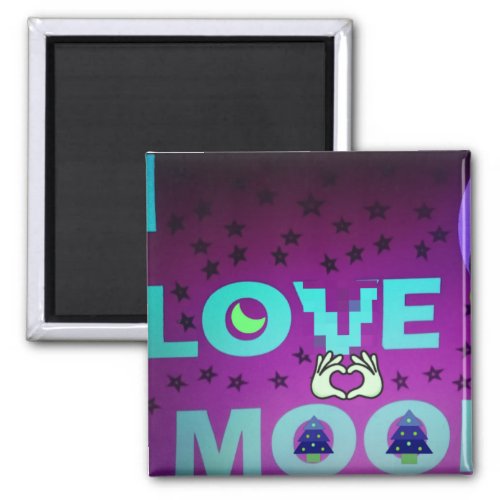 Merry Christmas I Love the Moon Happy Holidays Magnet