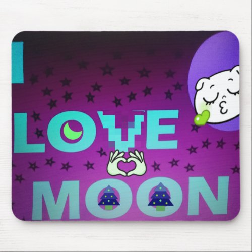 Merry Christmas I Love the Moon Happy Holidays Mouse Pad