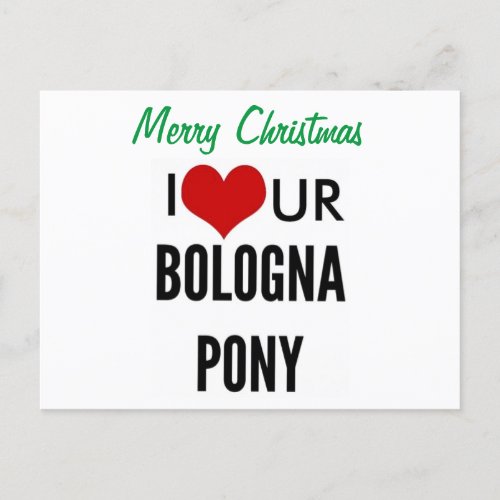 Merry CHRISTMAS I LOVE YOUR BOLOGNA PONY Holiday Postcard