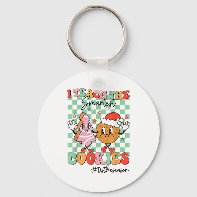 Merry Christmas I Teach The Smartest Cookies Teach Keychain (Front)