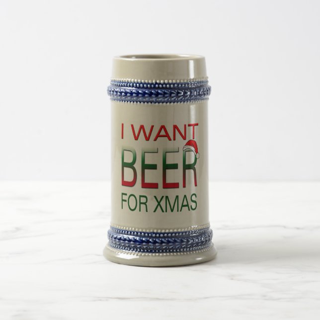 merry christmas i want beer christmas mug design (Center)