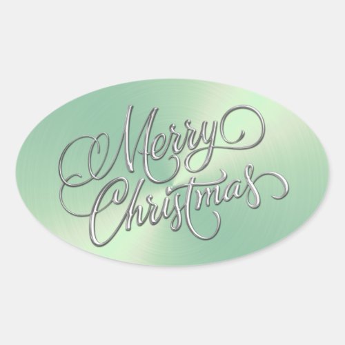 Merry Christmas Ice Green  Sticker Embossed Look