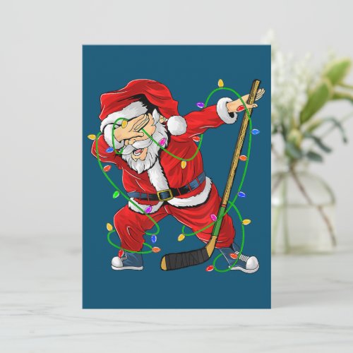 Merry Christmas Ice Hockey Dabbing Santa Claus Holiday Card