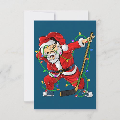 Merry Christmas Ice Hockey Dabbing Santa Claus Thank You Card