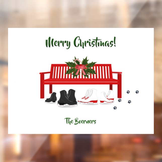 Merry Christmas Ice Skates Family Window Door Wind Cling (Sheet 2)