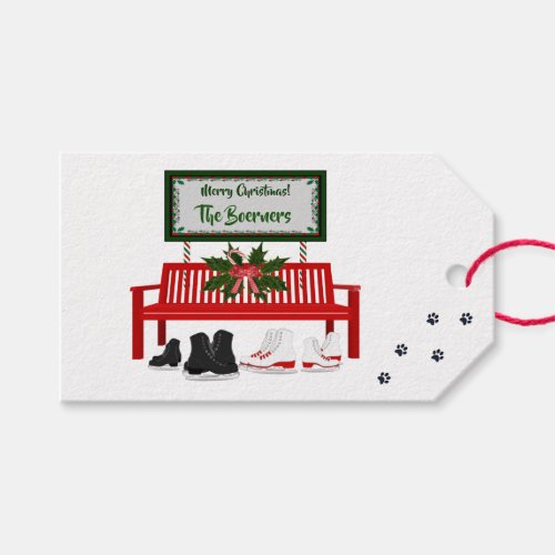 Merry Christmas Ice Skating Christmas Gift Present Gift Tags